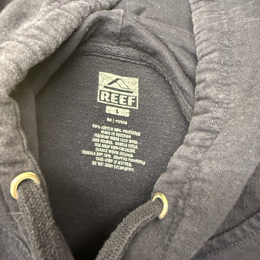 Reef Mens Logo Hoodie Navy Blue Surf Lifestyle Fleece Sweatshirt Large - Picture 8 of 9